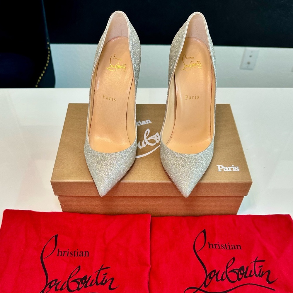 Christian Louboutin Pigalle Follies Ivory Glitter 100 - Picture 2 of 7